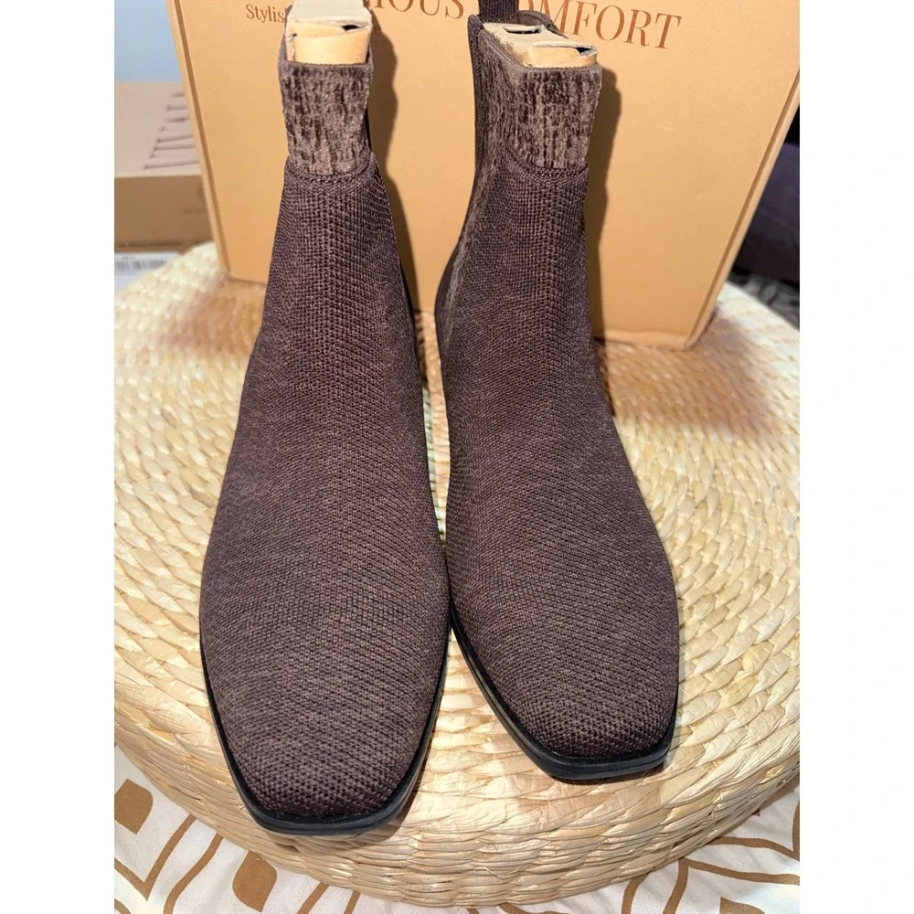 VIVAIA‎ Water-Repellent Square Toe Boots Dark Chocolate size EU/40 US/9